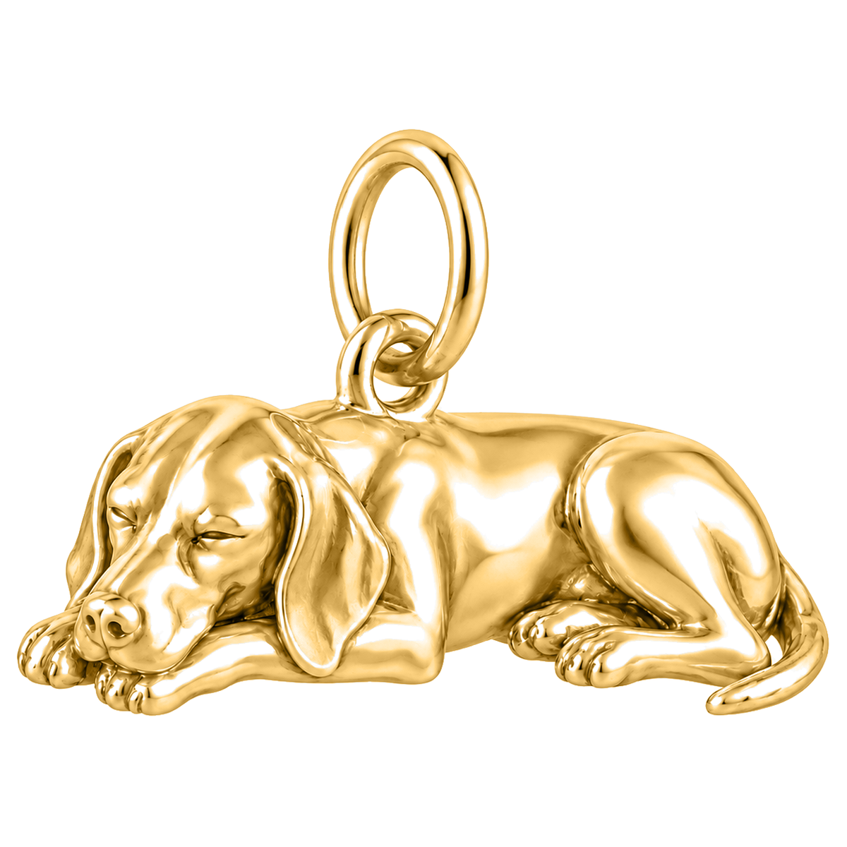 German Shorthaired Pointer — Sleeping Dog Charm and Polyester Cord Bracelet Set — Gold