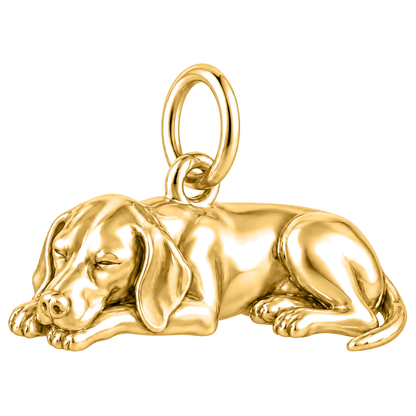 German Shorthaired Pointer — Sleeping Dog Charm and Polyester Cord Bracelet Set — Gold