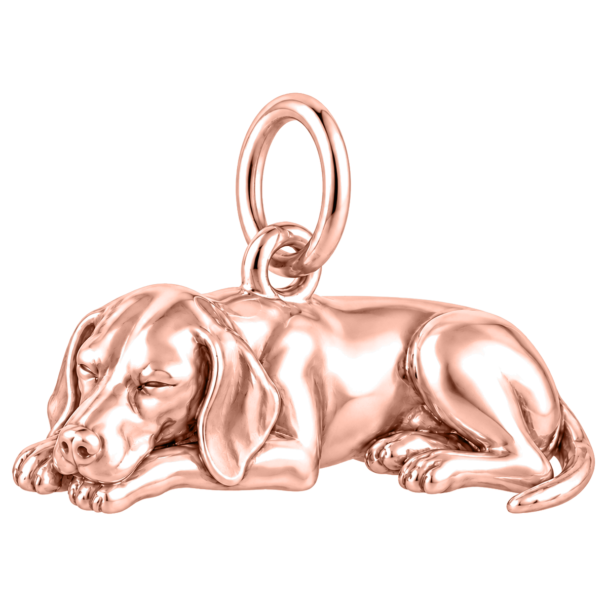 German Shorthaired Pointer — Sleeping Dog Charm and Polyester Cord Bracelet Set — Rose Gold