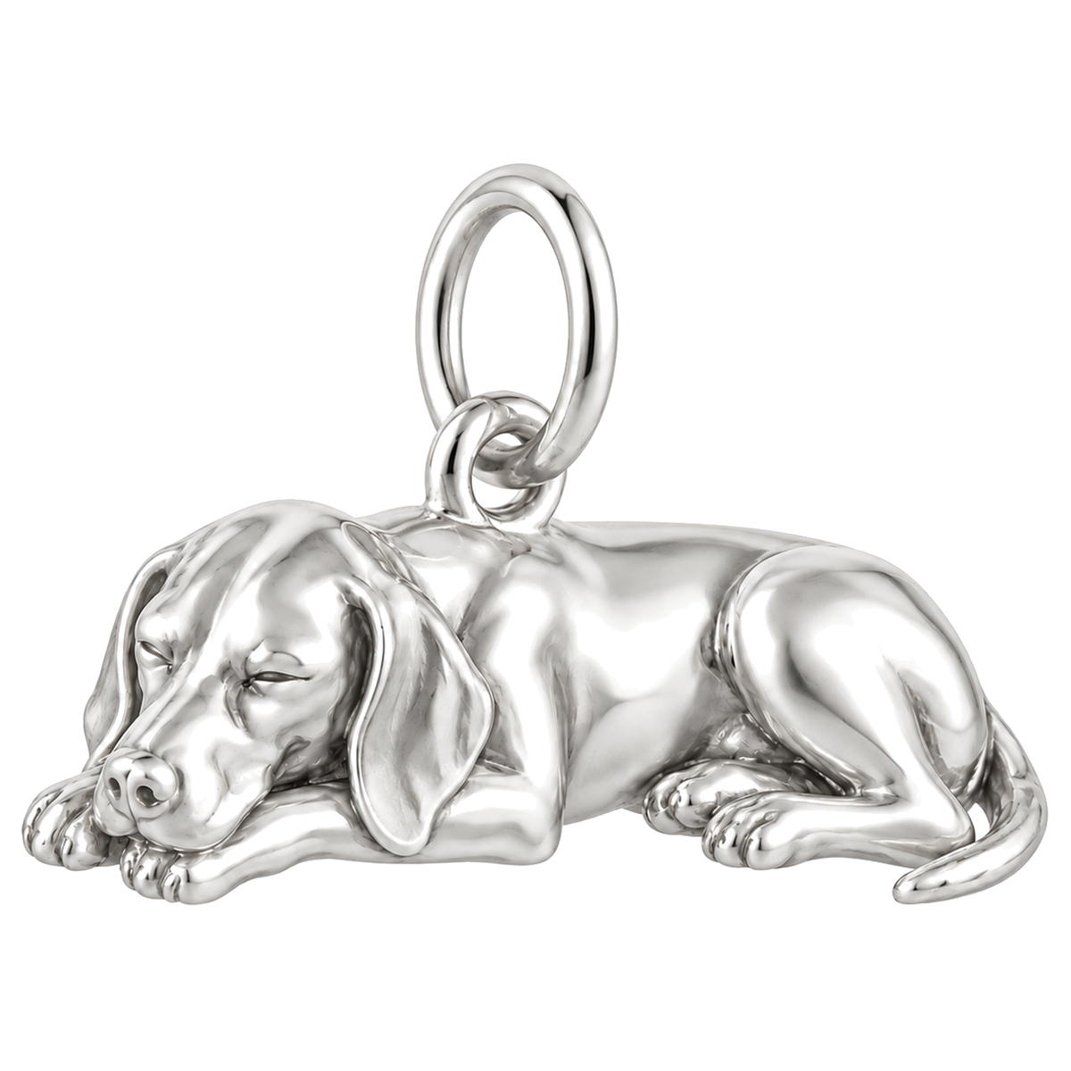 German Shorthaired Pointer — Sleeping Dog Charm and Polyester Cord Bracelet Set — Silver