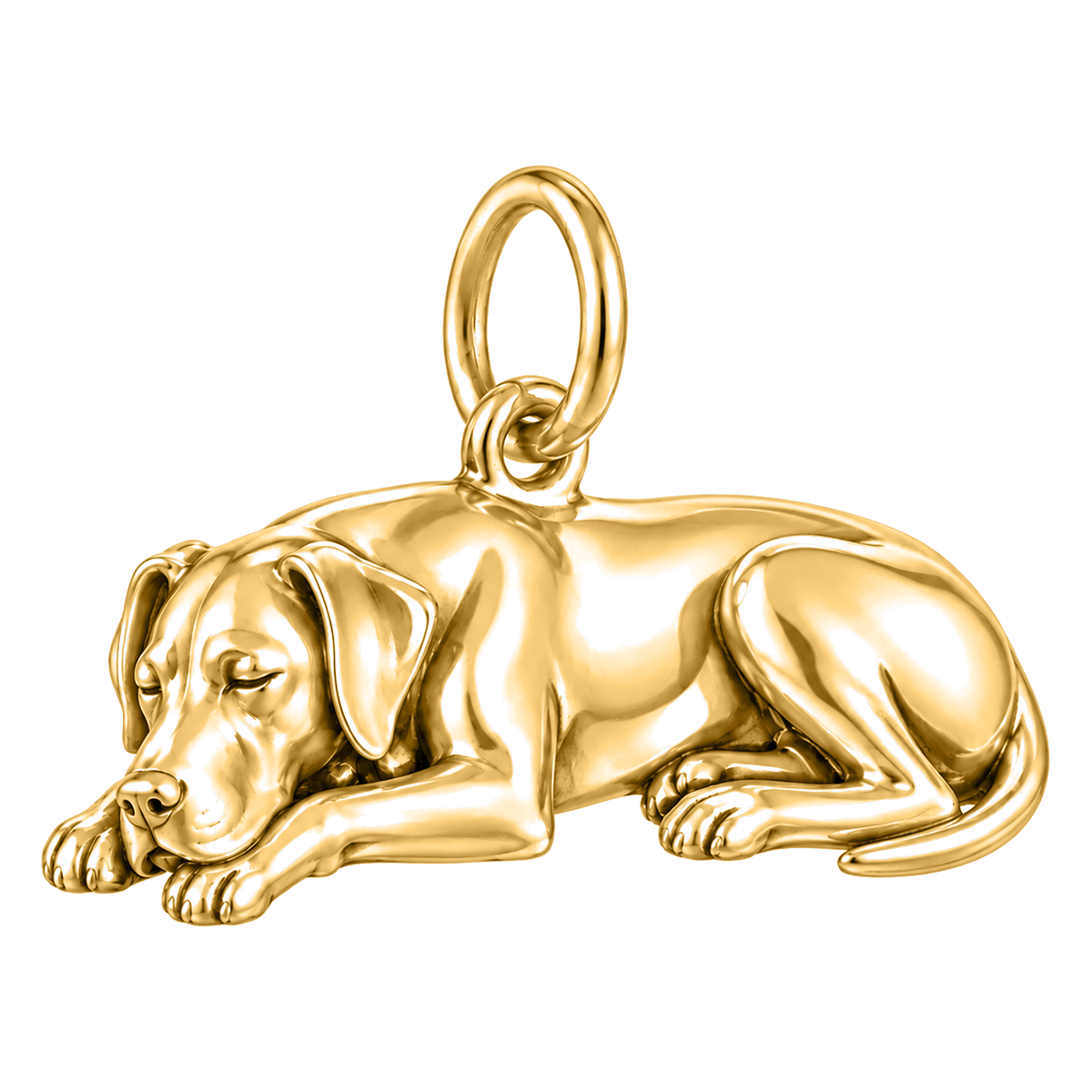 Great Dane - natural ears — Sleeping Dog Charm and Polyester Cord Bracelet Set — Gold