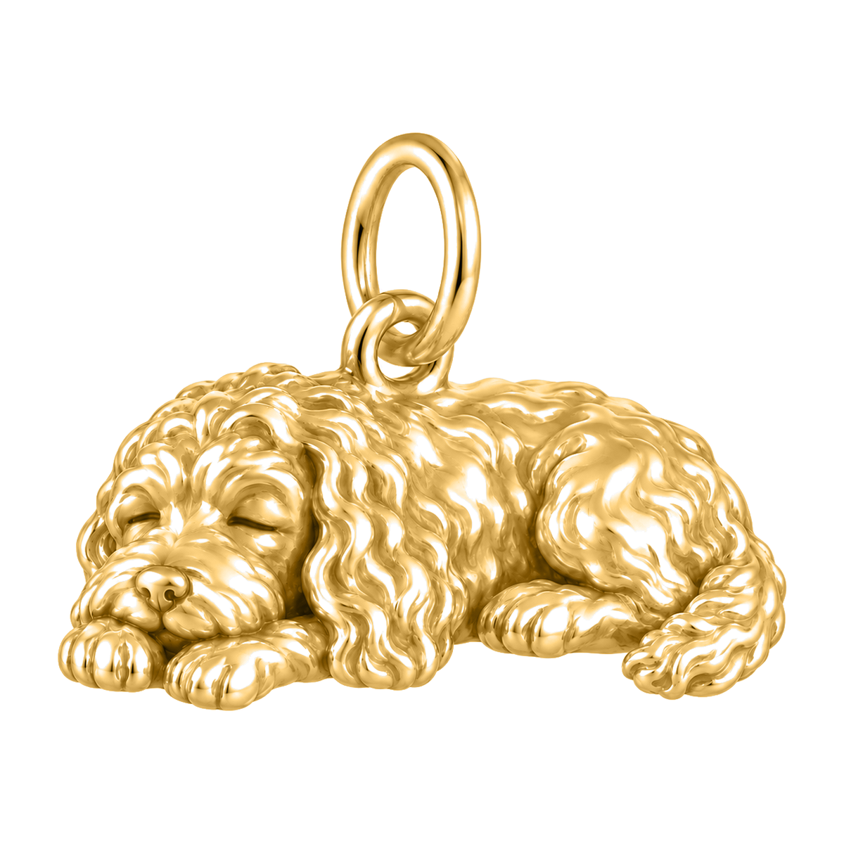 Cockapoo — Sleeping Dog Charm and Polyester Cord Bracelet Set — Gold