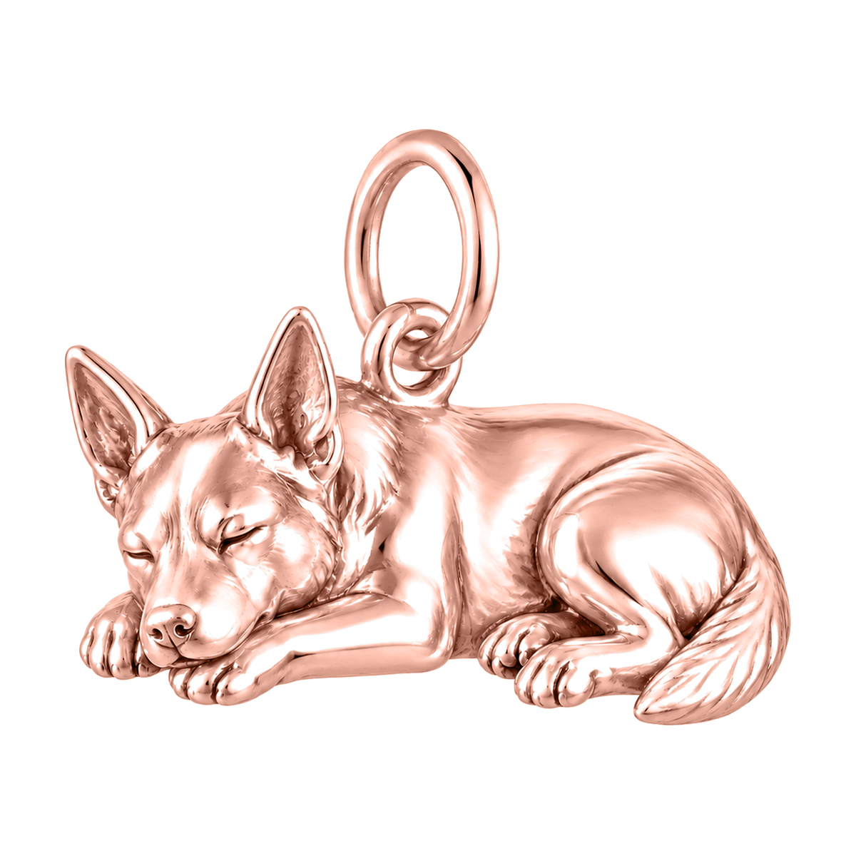 Australian Cattle Dog — Sleeping Dog Charm and Polyester Cord Bracelet Set — Rose Gold