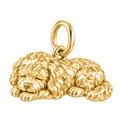 Maltipoo — Sleeping Dog Charm and Polyester Cord Bracelet Set — Gold