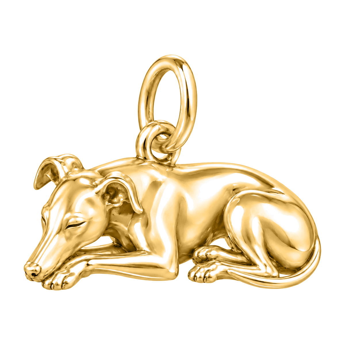 Whippet — Sleeping Dog Charm and Polyester Cord Bracelet Set — Gold