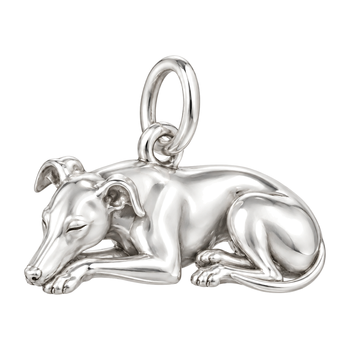 Whippet — Sleeping Dog Charm and Polyester Cord Bracelet Set — Silver