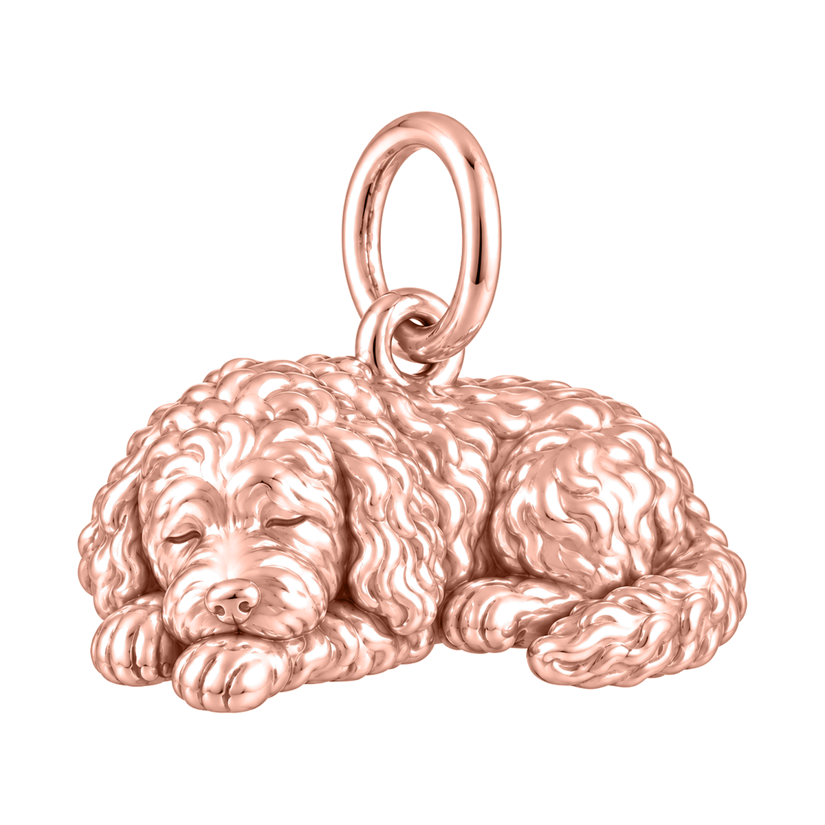 Bernedoodle — Sleeping Dog Charm and Polyester Cord Bracelet Set — Rose Gold