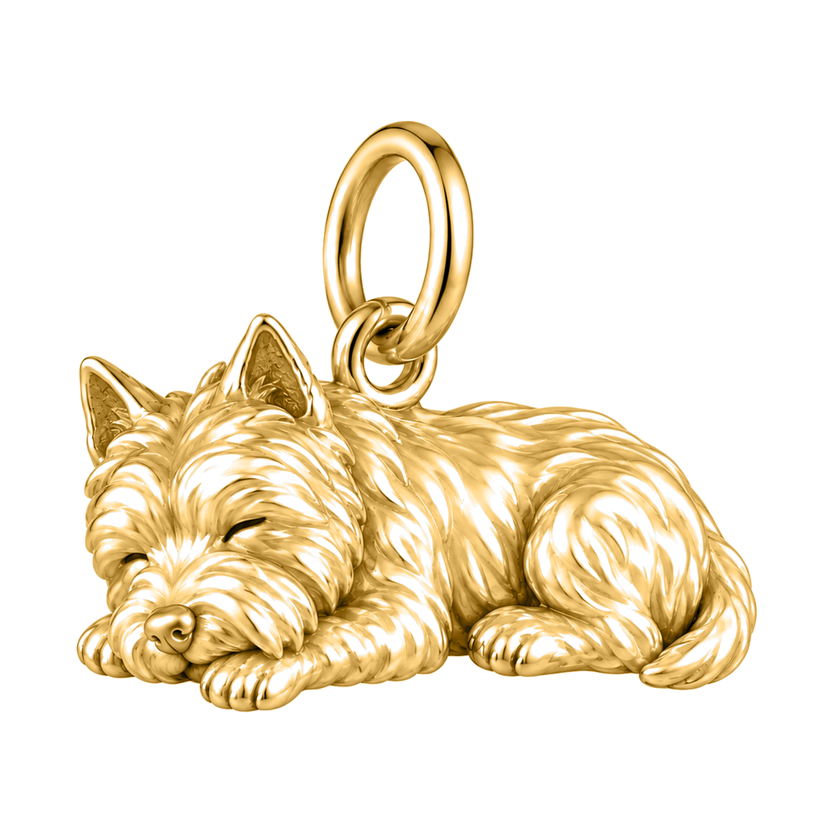 West Highland White Terrier — Sleeping Dog Charm and Polyester Cord Bracelet Set — Gold