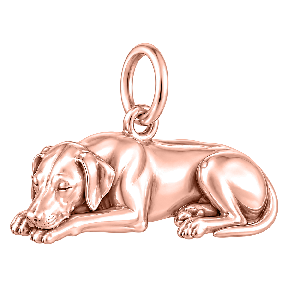 Rhodesian Ridgeback — Sleeping Dog Charm and Polyester Cord Bracelet Set — Rose Gold