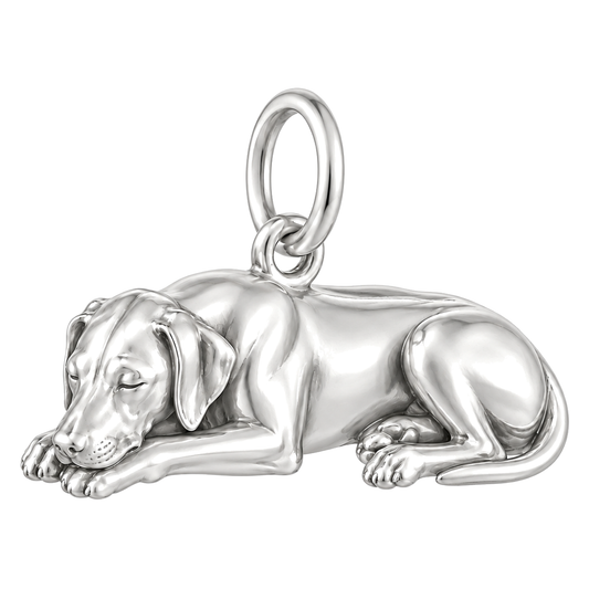 Rhodesian Ridgeback — Sleeping Dog Charm and Polyester Cord Bracelet Set — Silver