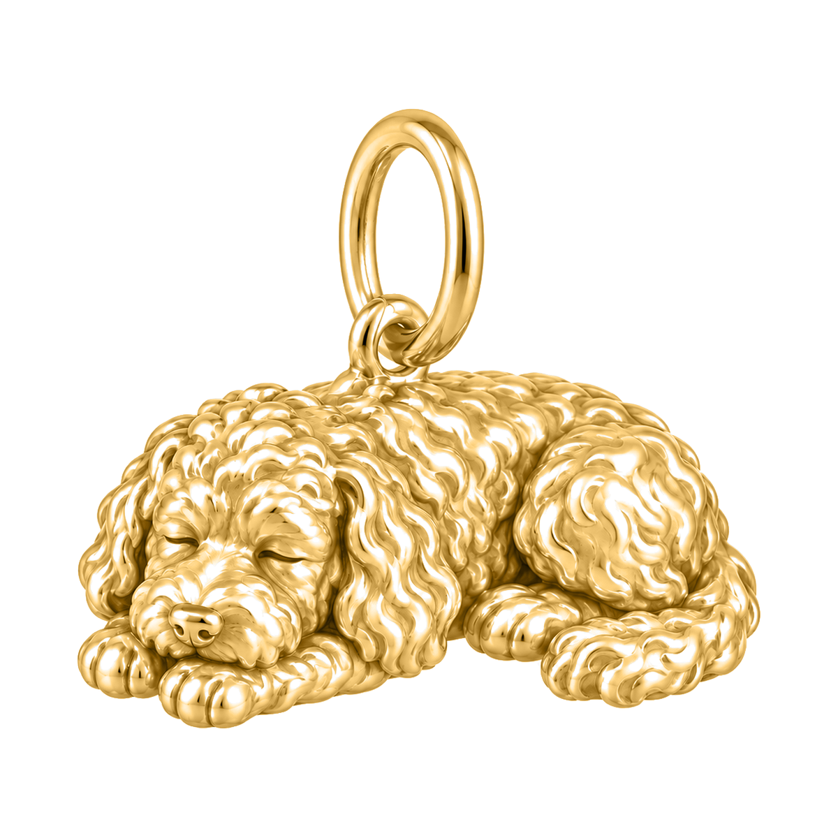 Labradoodle — Sleeping Dog Charm and Polyester Cord Bracelet Set — Gold
