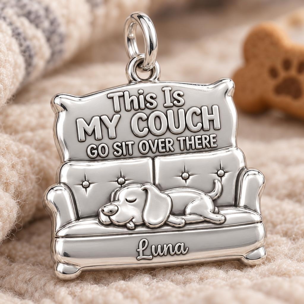 Sleeping Dog Couch Charm Bracelet – Personalized Dog Mom Gift – macro detail of the charm