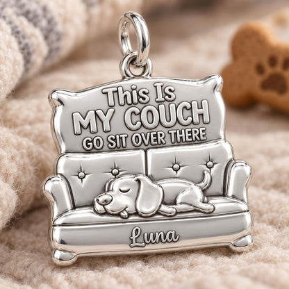 Sleeping Dog Couch Charm Bracelet – Personalized Dog Mom Gift – macro detail of the charm