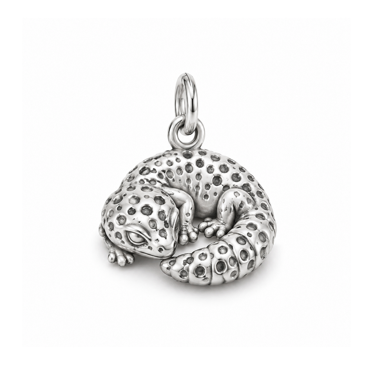 Sleeping Leopard Gecko Charm — Silver | charm-topics-remaining-444-2026-09-14 | topic-369