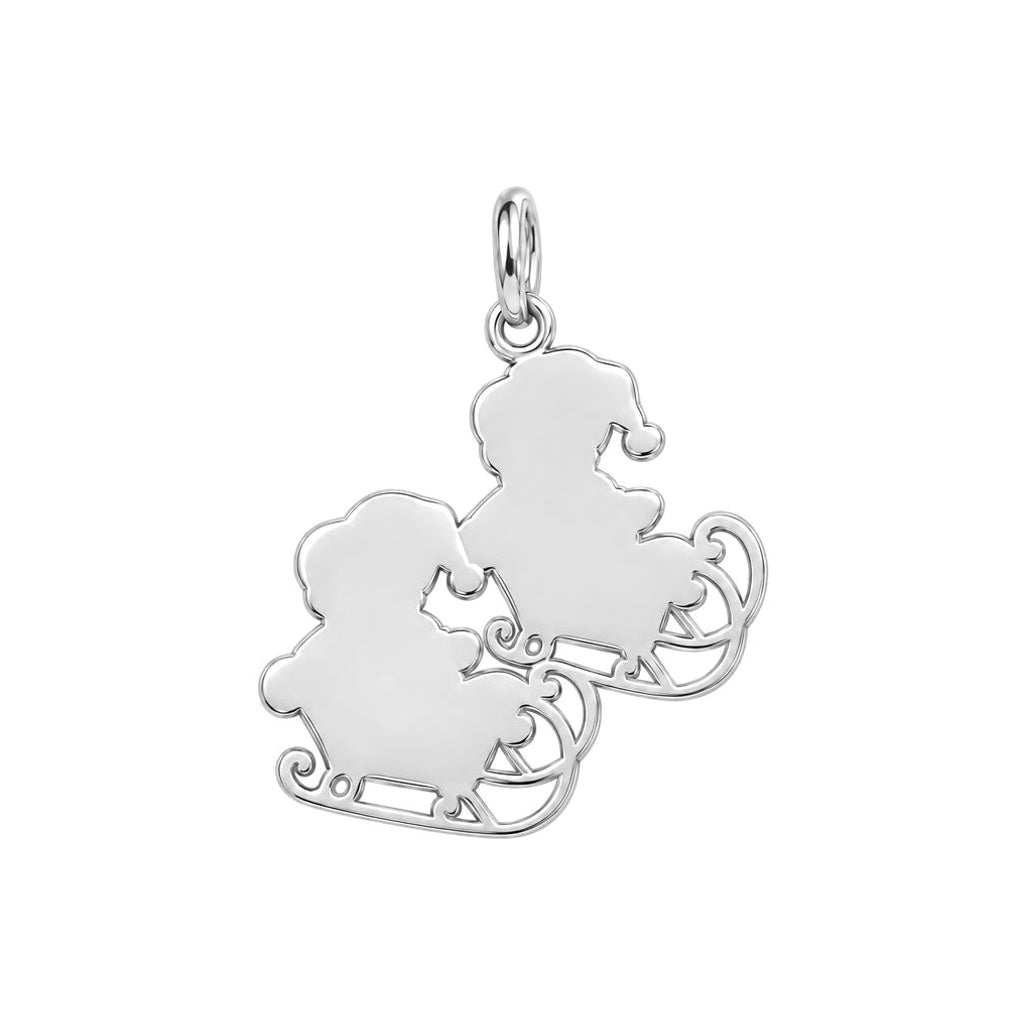Sleigh Ride Babies Charm Bracelet – Personalized Mom Gift – back of the charm, engraving area