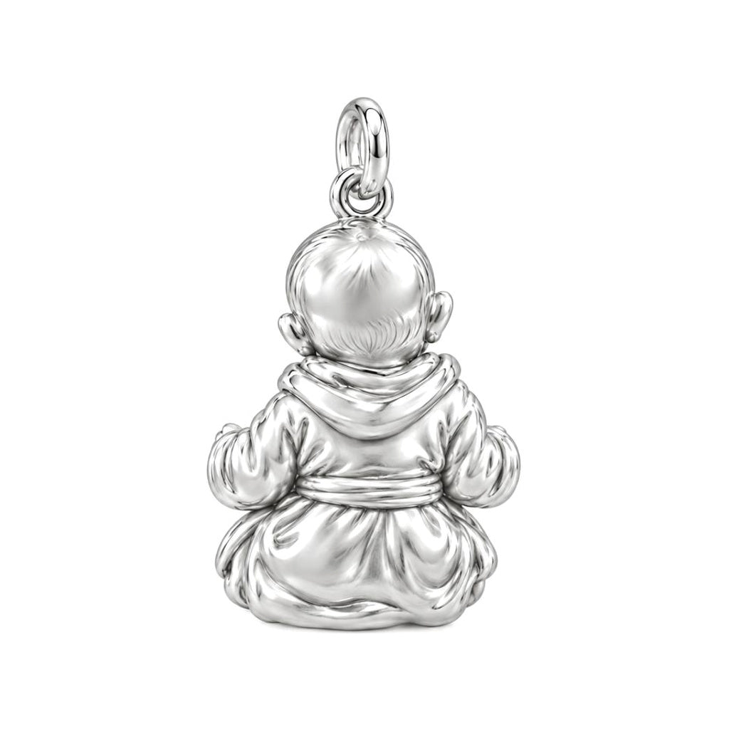 Smiling Baby Monk Charm Bracelet – Personalized Mom Gift – back of the charm, engraving area