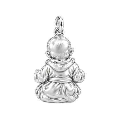 Smiling Baby Monk Charm Bracelet – Personalized Mom Gift – back of the charm, engraving area