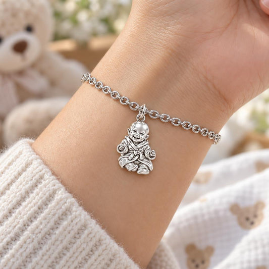 Smiling Baby Monk Charm Bracelet Set – worn / in use