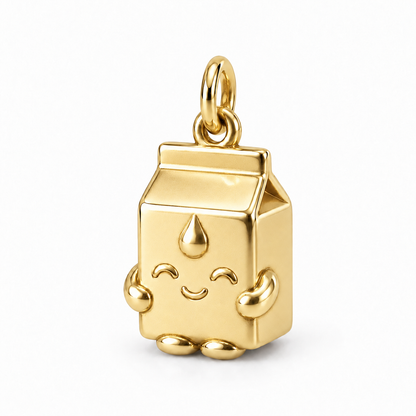 Smiling Milk Carton Charm — Gold | charm-topics-remaining-444-2026-09-14 | topic-078