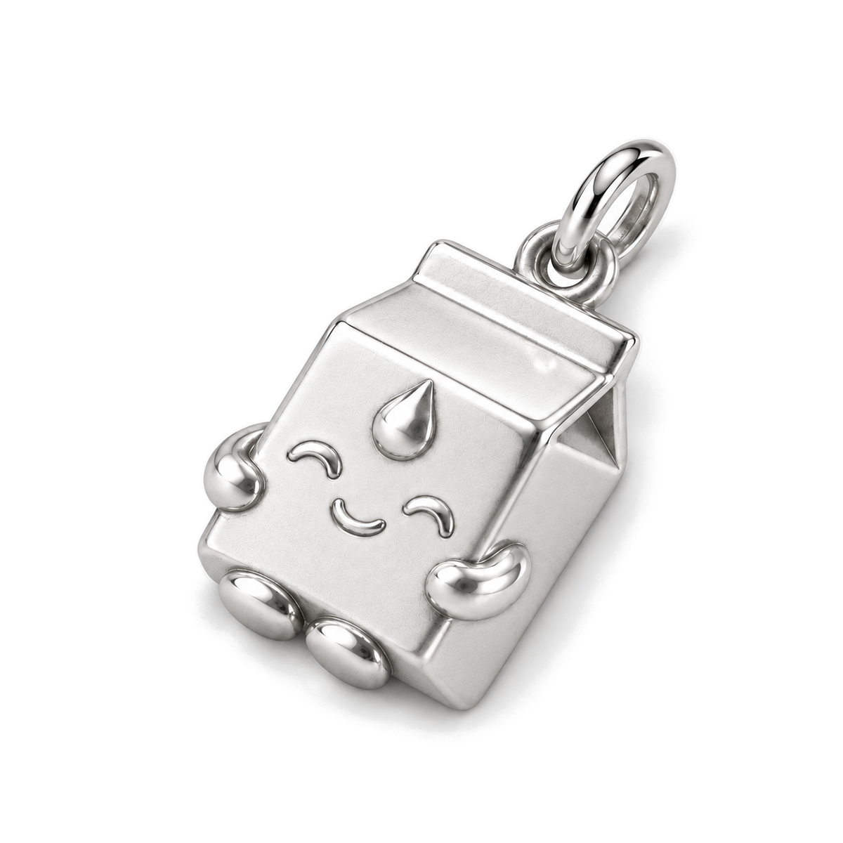 Smiling Milk Carton Charm — Silver Super Macro | charm-topics-remaining-444-2026-09-14 | topic-078