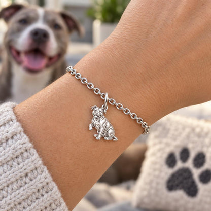 Smiling Pittie Paws Charm Bracelet Set – worn / in use