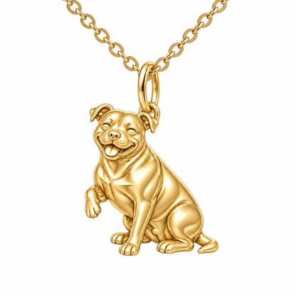 Smiling Pittie Paws Charm Necklace Set – 18K gold, front view