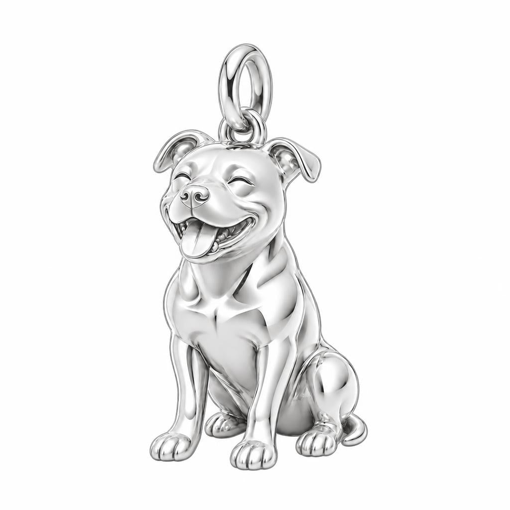 Smiling Staffordshire Bull Terrier Charm and Polyester Cord Bracelet Set