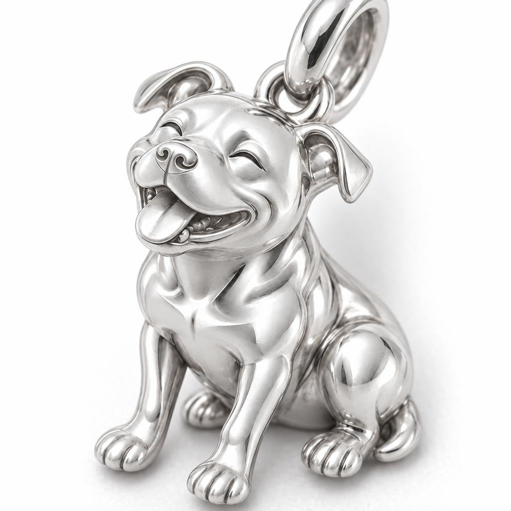Smiling Staffordshire Bull Terrier Charm and Polyester Cord Bracelet Set