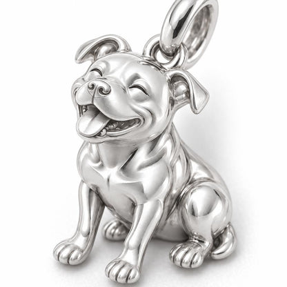 Smiling Staffordshire Bull Terrier Charm and Polyester Cord Bracelet Set