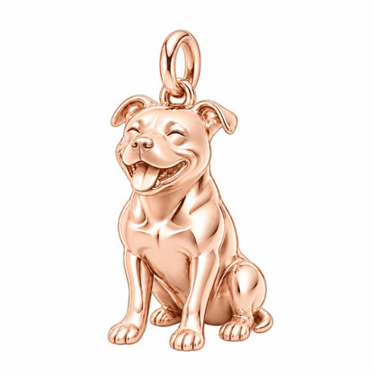 Smiling Staffordshire Bull Terrier Charm and Polyester Cord Bracelet Set