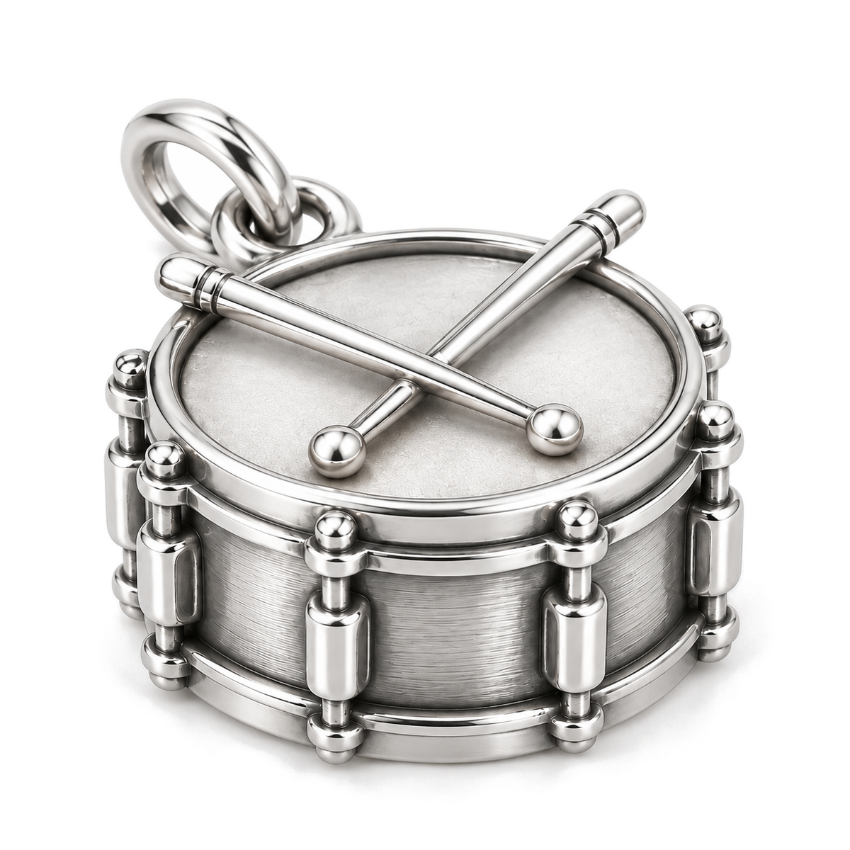 Snare Drum Charm — Silver Super Macro | charm-topics-remaining-444-2026-09-14 | topic-005