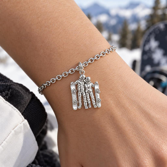 Snowboard Couple in Gear Charm Bracelet Set – worn / in use