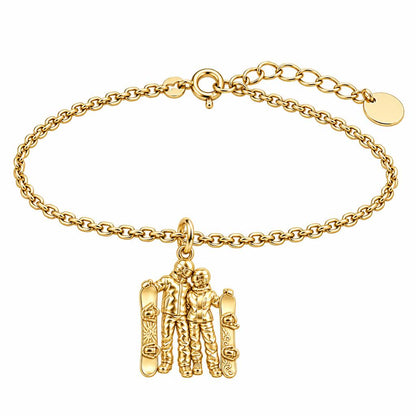 Snowboard Couple in Gear Charm Bracelet Set – 18K gold, front view