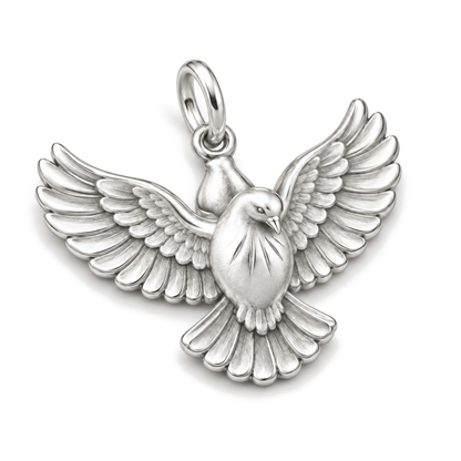 Soaring Dove Charm — Silver Super Macro | charm-topics-remaining-444-2026-09-14 | topic-206