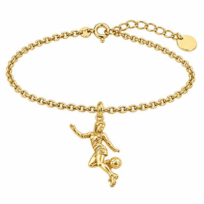 Soccer Girl in Motion Charm Bracelet Set – 18K gold, front view