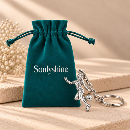 Soccer Girl in Motion Charm Keychain – Soulyshine velvet gift pouch