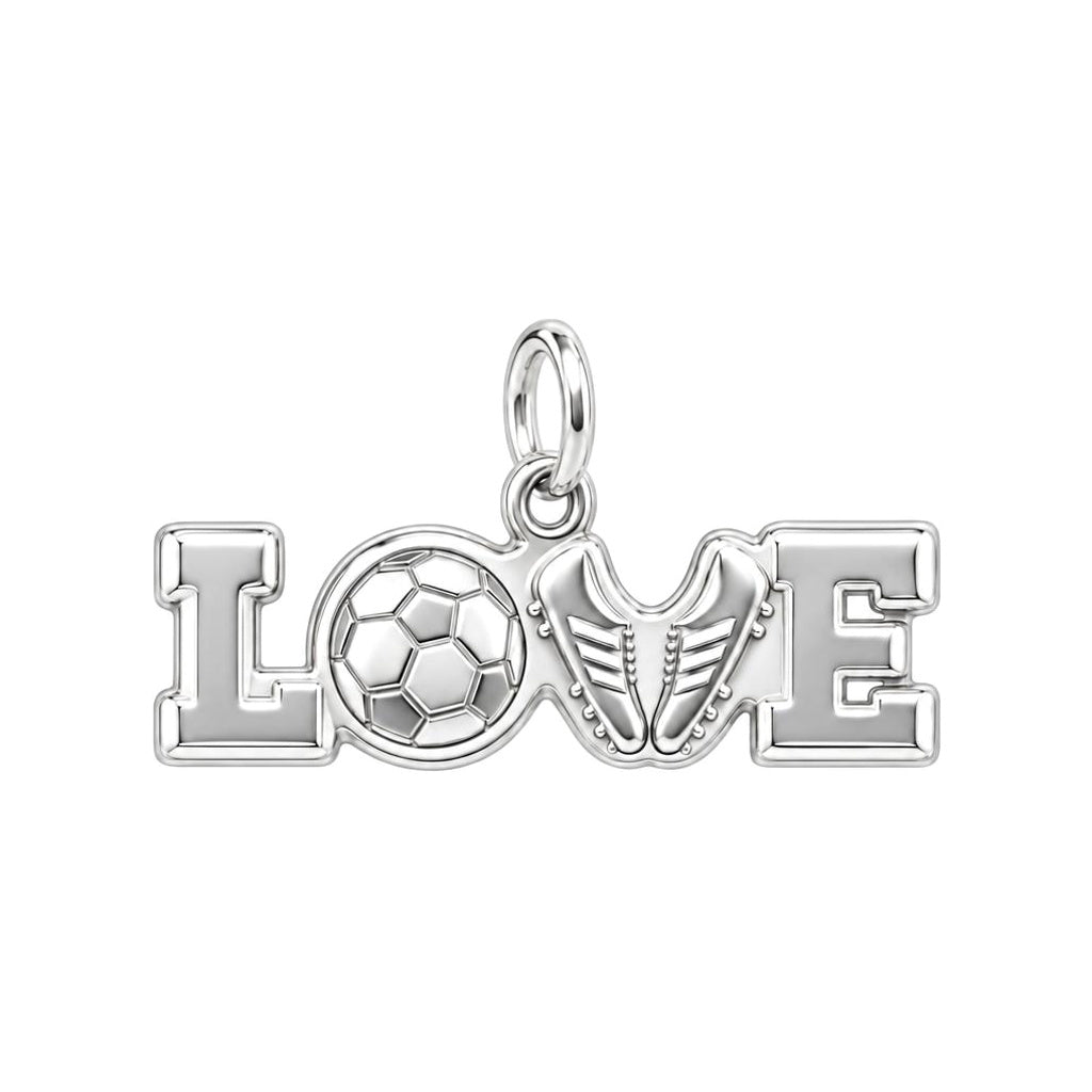 Soccer Love Playmaker Charm Bracelet – Personalized Athlete Gift – silver charm, front view