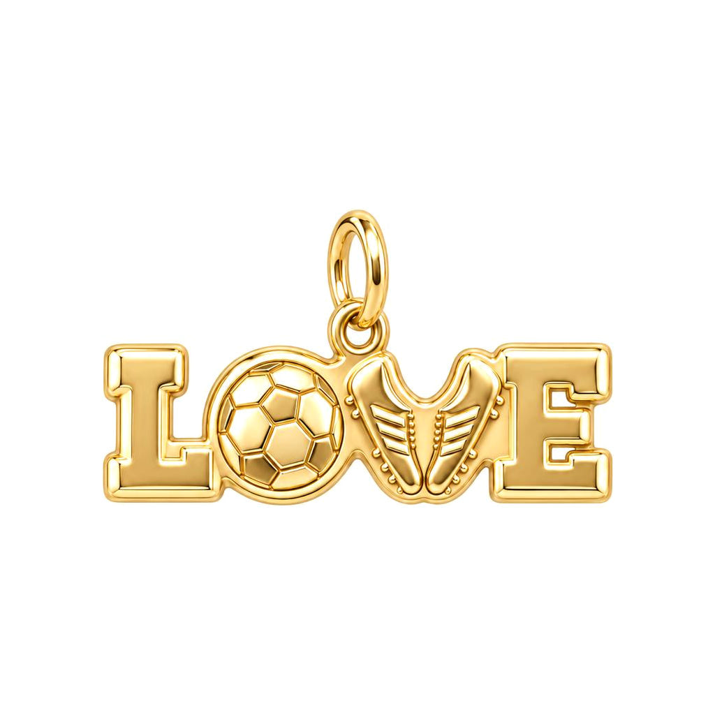 Soccer Love Playmaker Charm Bracelet – Personalized Athlete Gift – 18K gold charm, front view