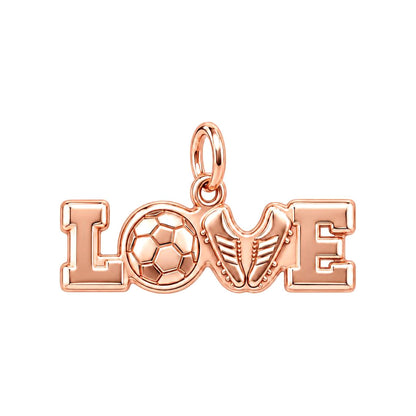 Soccer Love Playmaker Charm Bracelet – Personalized Athlete Gift – rose gold charm, front view