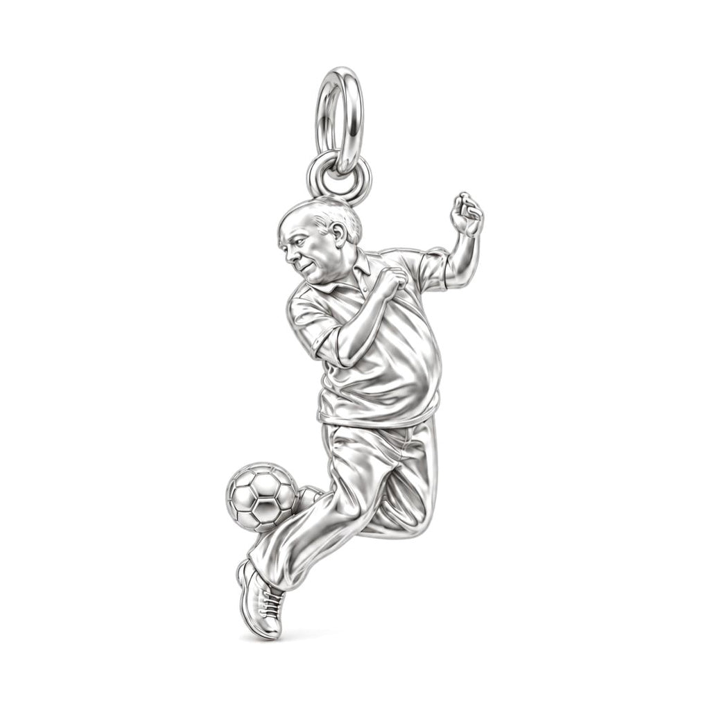 Soccer Star Legend Charm Bracelet – Personalized Dad Gift – silver charm, front view
