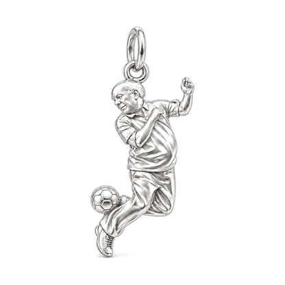Soccer Star Legend Charm Bracelet – Personalized Dad Gift – silver charm, front view