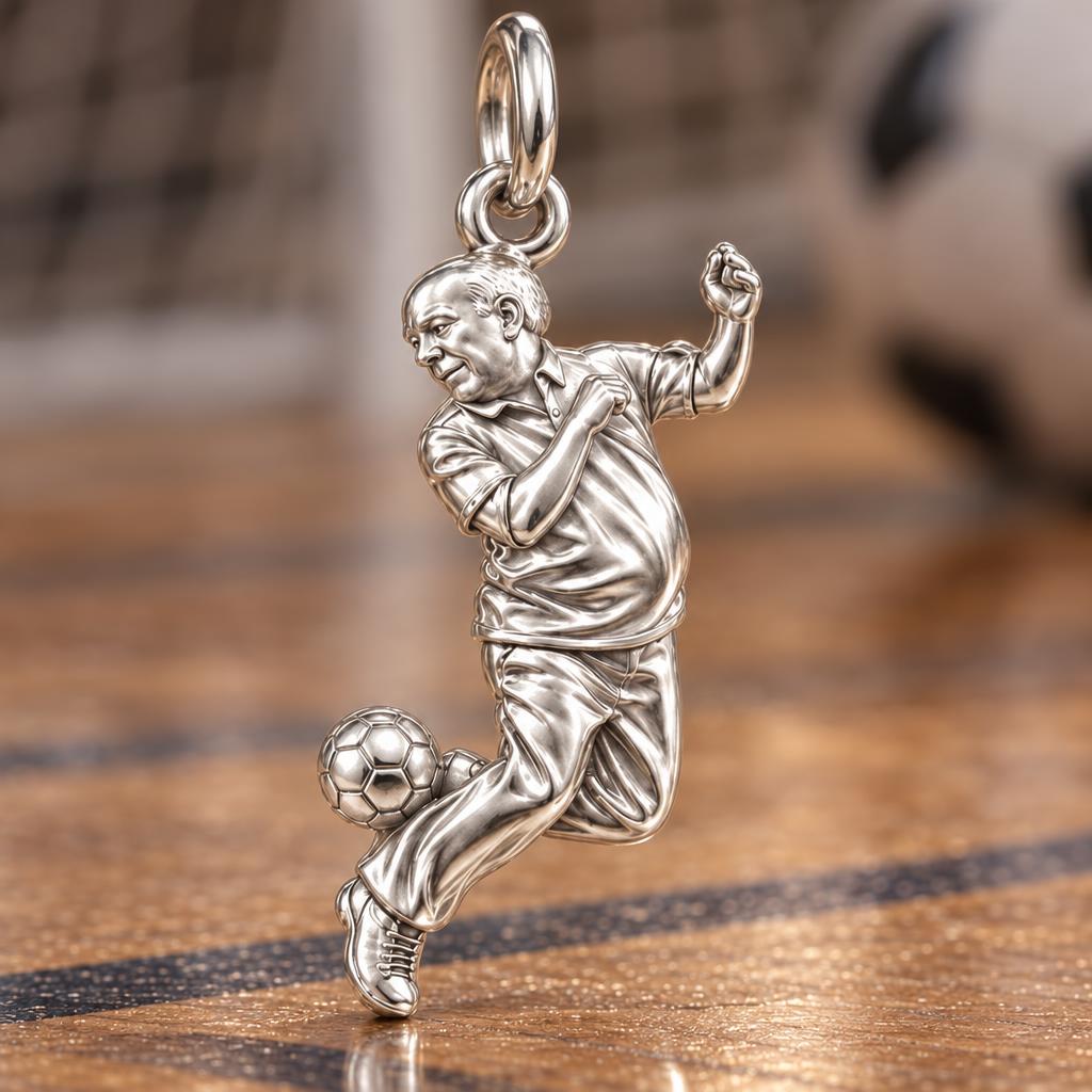 Soccer Star Legend Charm Bracelet – Personalized Dad Gift – macro detail of the charm
