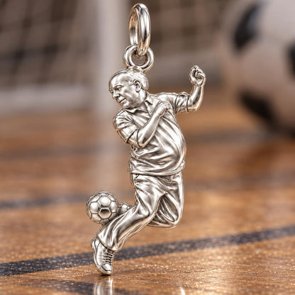 Soccer Star Legend Charm Bracelet – Personalized Dad Gift – macro detail of the charm