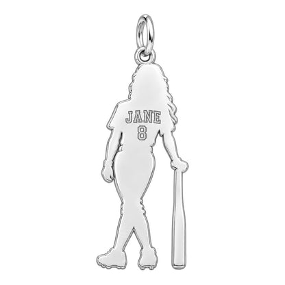 Softball Star Player Charm Bracelet Set – back of the charm, engraving area