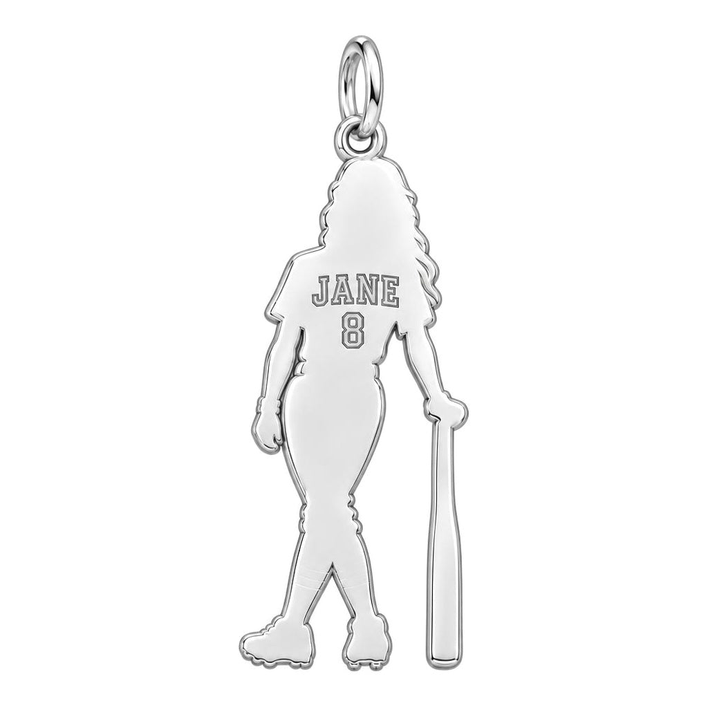 Softball Star Player Charm Keychain – back of the charm, engraving area
