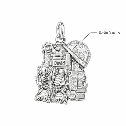 Soldier's Gear Tribute Charm Bracelet – Personalized Veteran Gift – personalization guide
