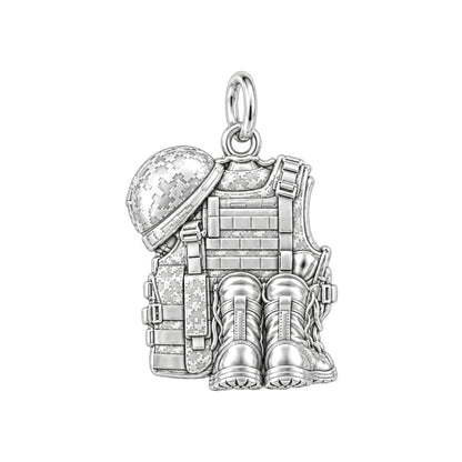 Soldier's Gear Tribute Charm Keychain – back of the charm, engraving area