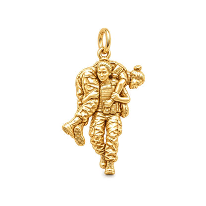 Soldier's Lifeline Charm Bracelet – Personalized Veteran Gift – 18K gold charm, front view