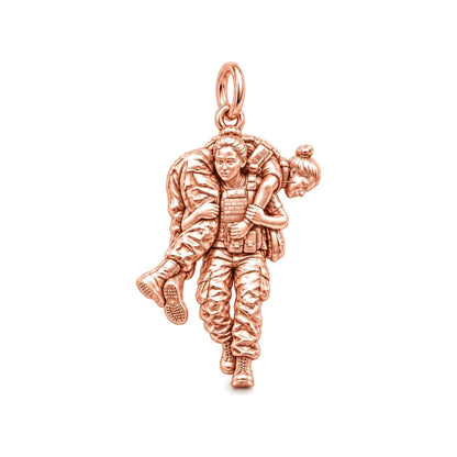 Soldier's Lifeline Charm Bracelet – Personalized Veteran Gift – rose gold charm, front view