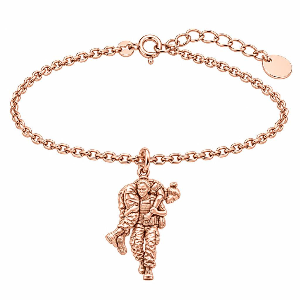Soldier's Lifeline Charm Bracelet Set – rose gold, front view